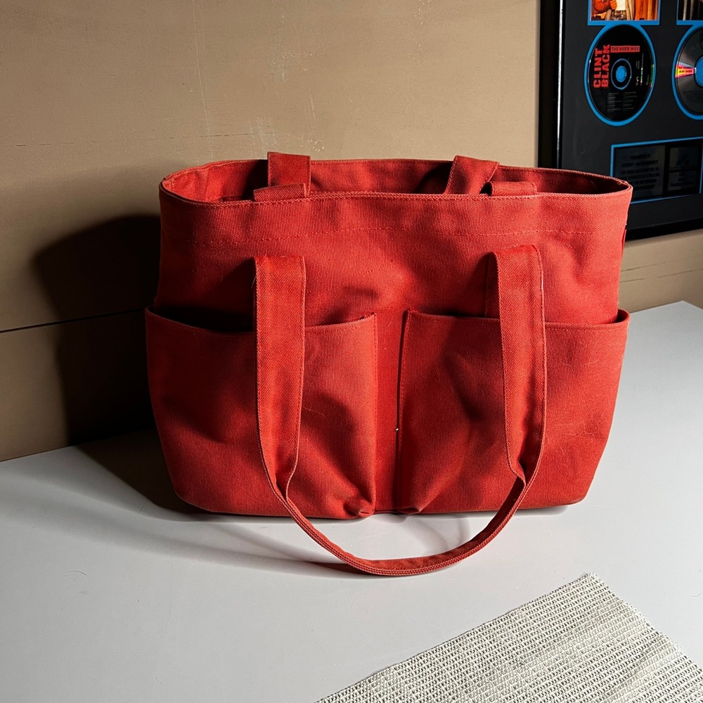 Dagne Dover Red Canvas Tote Bag